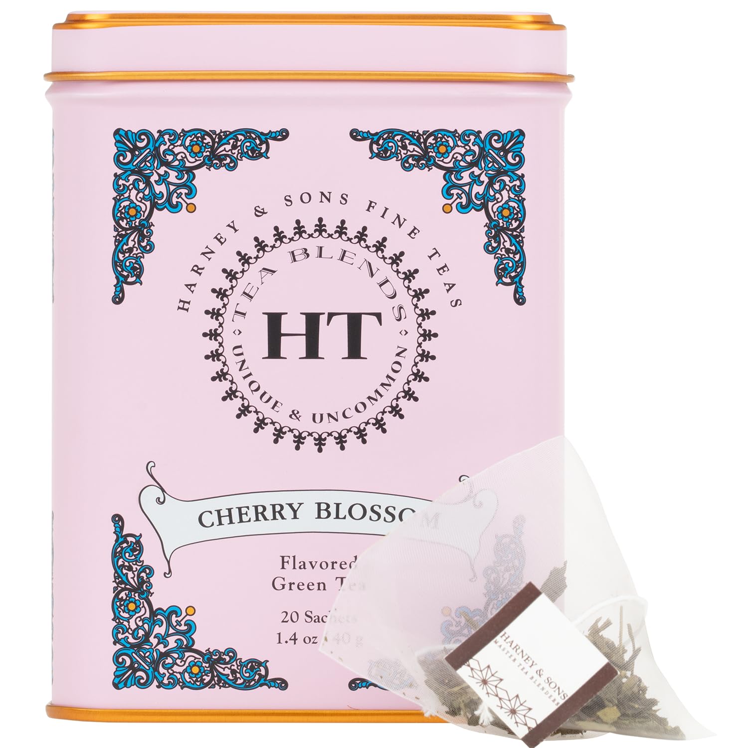 Harney & Sons Caffeinated Blossom Green Tea Tin Sachets Pink 31629, Cherry, 20 Count (Pack of 1) - Image 3