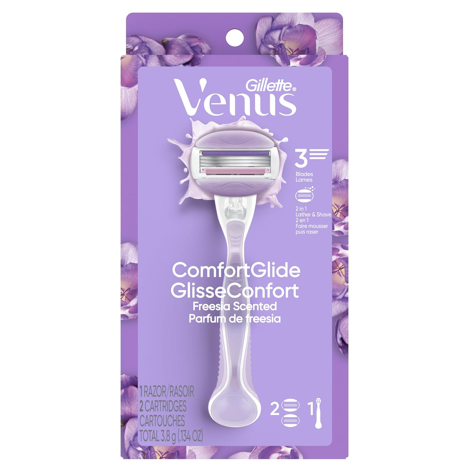 Gillette Venus ComfortGlide Freesia Women's Razor - 1 handle + 2 refills - Image 12