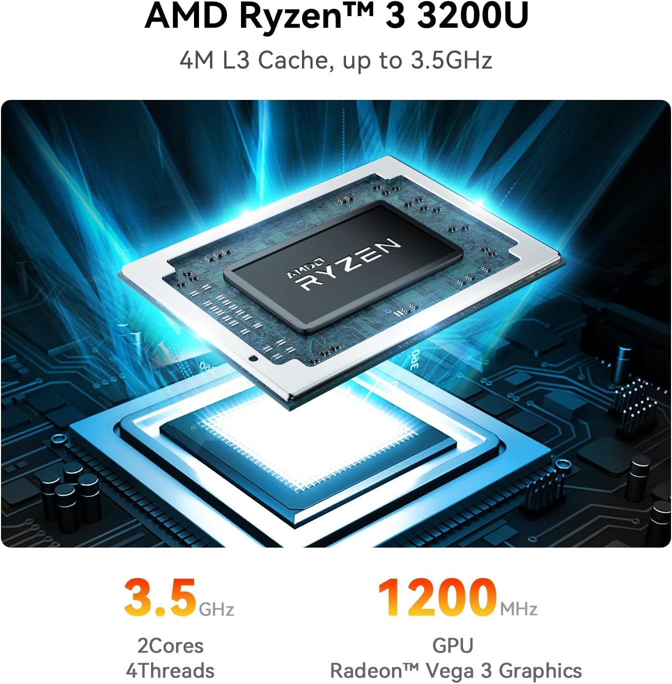 Beelink SER3 Mini PC, AMD Ryzen 3 3200U(14nm, 2C/4T) up to 3.5GHz, Mini Gaming Computer 16GB DDR4 RAM 500GB PCIE3.0 X4 SSD, Micro PC 4K@60Hz Dual Display, Mini Computer WiFi6/BT5.2/HTPC/W-11 Pro - Image 4