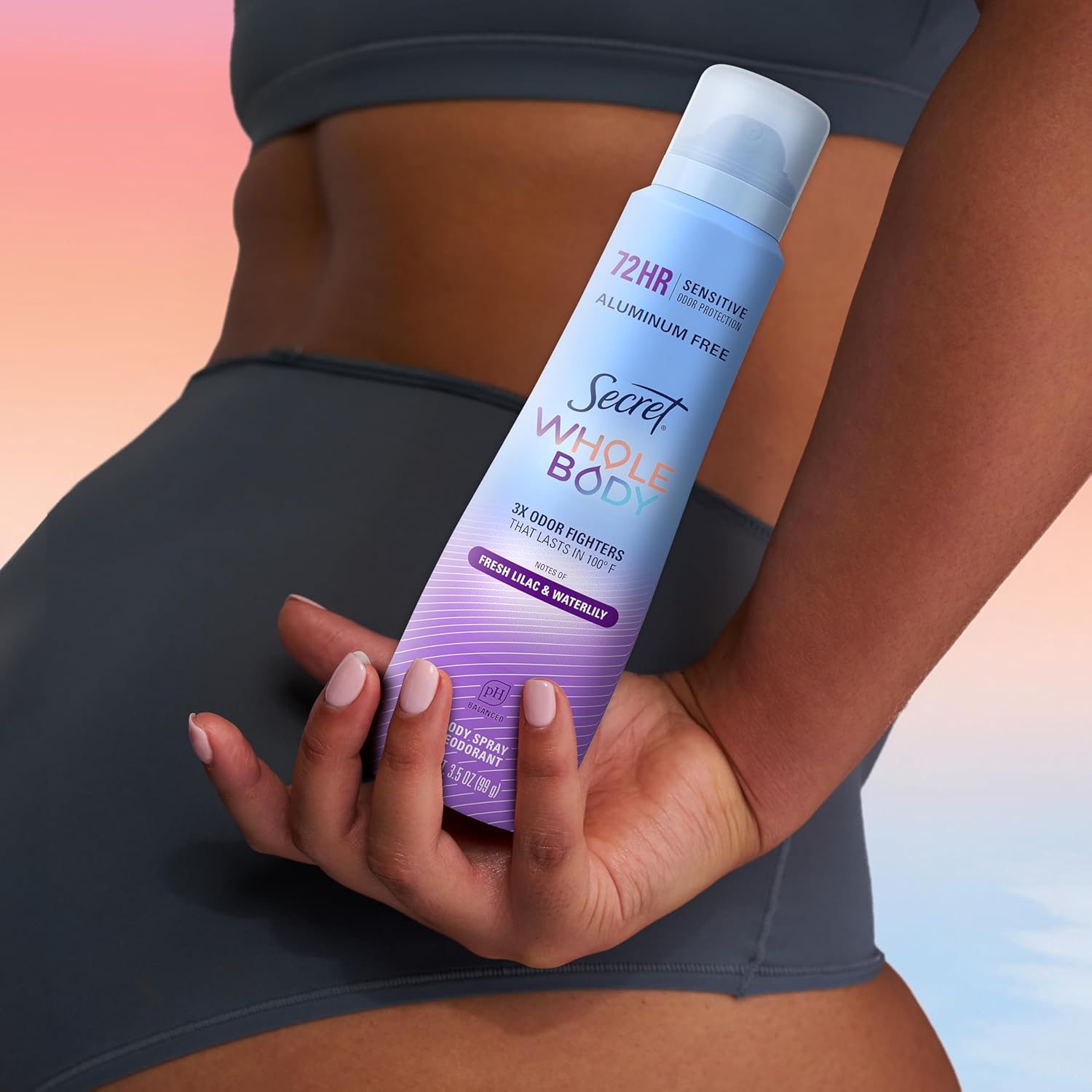 Secret Aluminum Free Whole Body Deodorant Spray for Women, 72hr Sensitive Freshness & Odor Defense, PH Balanced, Invisible Protection, Safe to Use Everywhere, Fresh Lilac & Waterlily Scent, 3.5 oz - Image 9