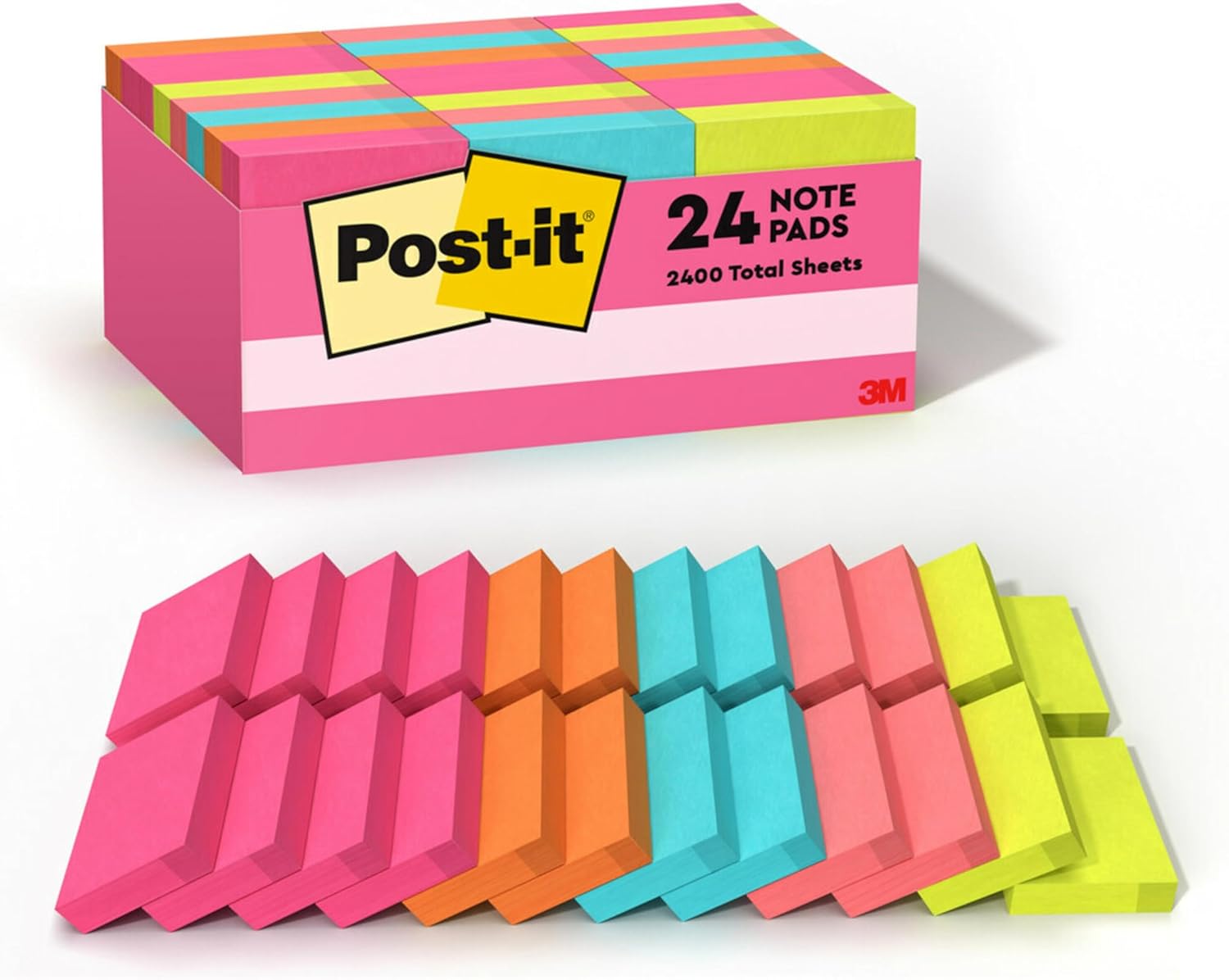 Post-it Mini Notes, 1 3/8 in. x 1 7/8 in., 24 Sticky Notes Pads, 100 Sheets per Pad, Poptimistic Collection, School Supplies and Office Products, The Original Post-it Note