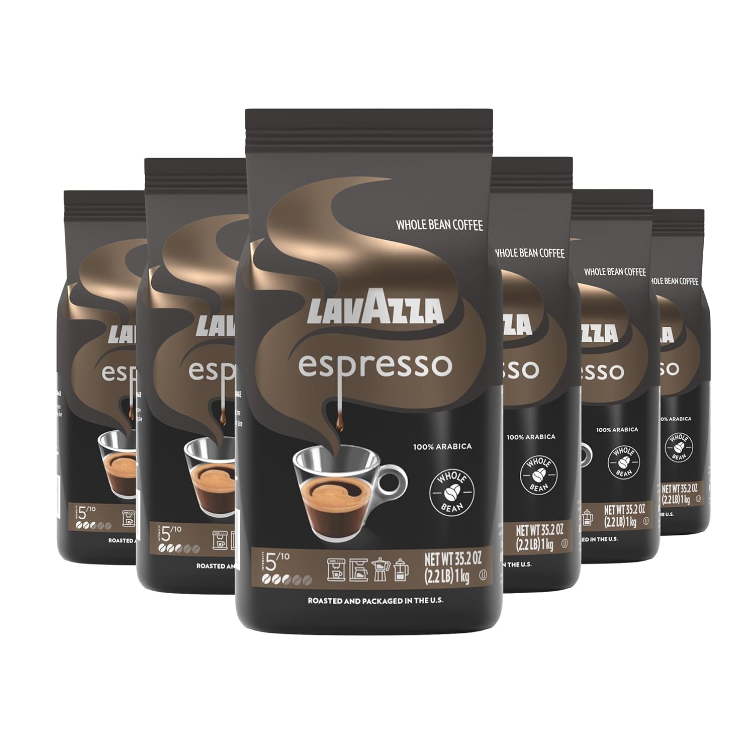 Lavazza Espresso Whole Bean Coffee, Medium Roast, 100% Arabica, 2.2 lb Bag (Pack of 6) - Image 2