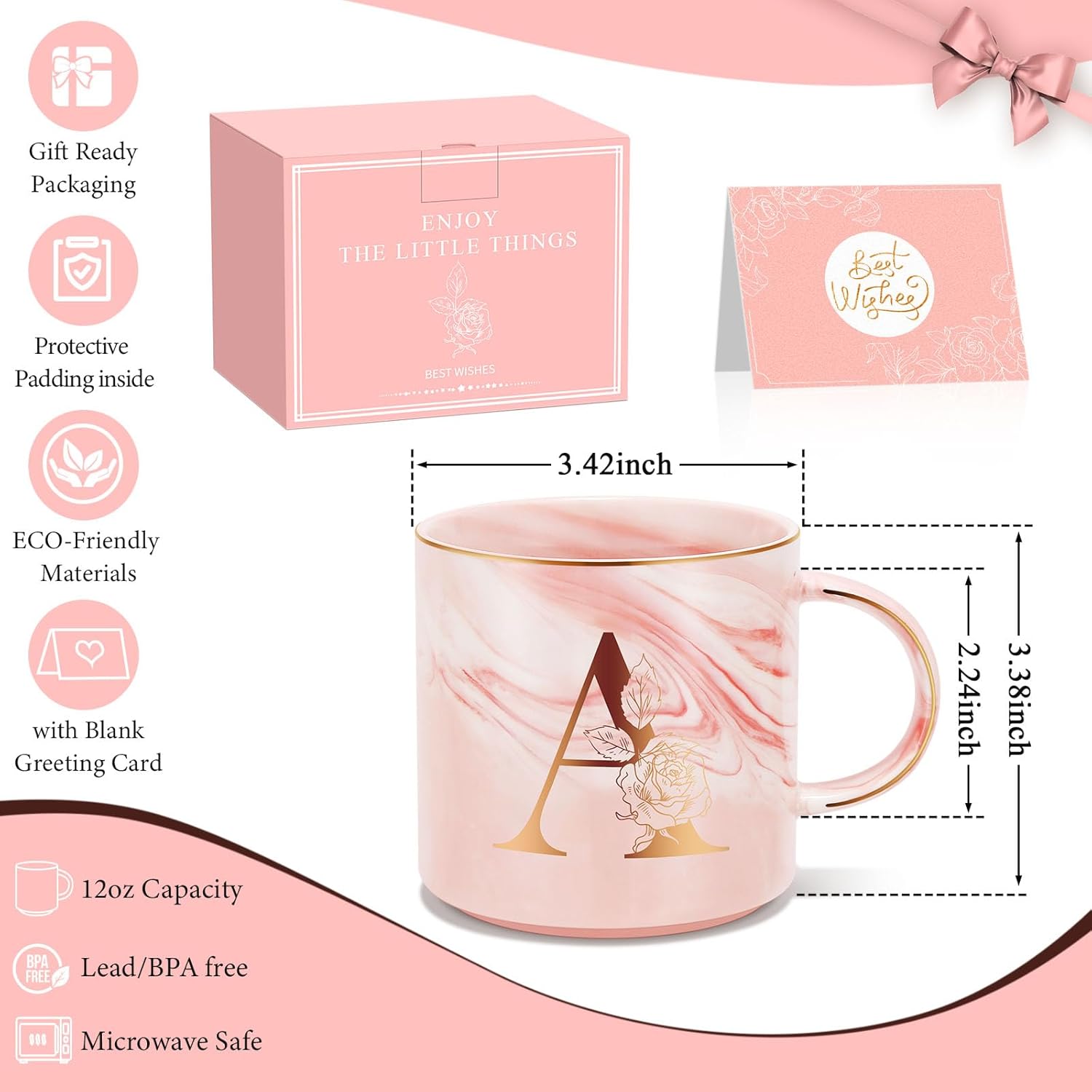 Uwingess Birthday Gifts for Women, Initial Mug with Gift Box, Personalized Monogram Letter Coffee Mug for Mom Friend Sister Teacher Coworker - Image 6