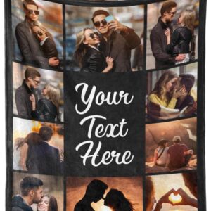 inkArts Custom Blanket Throws with Photos Text Personalized with Picture Customizable, Customize for Mom, Dad, Couple, Girlfriend, Boyfriend, Husband & Wife