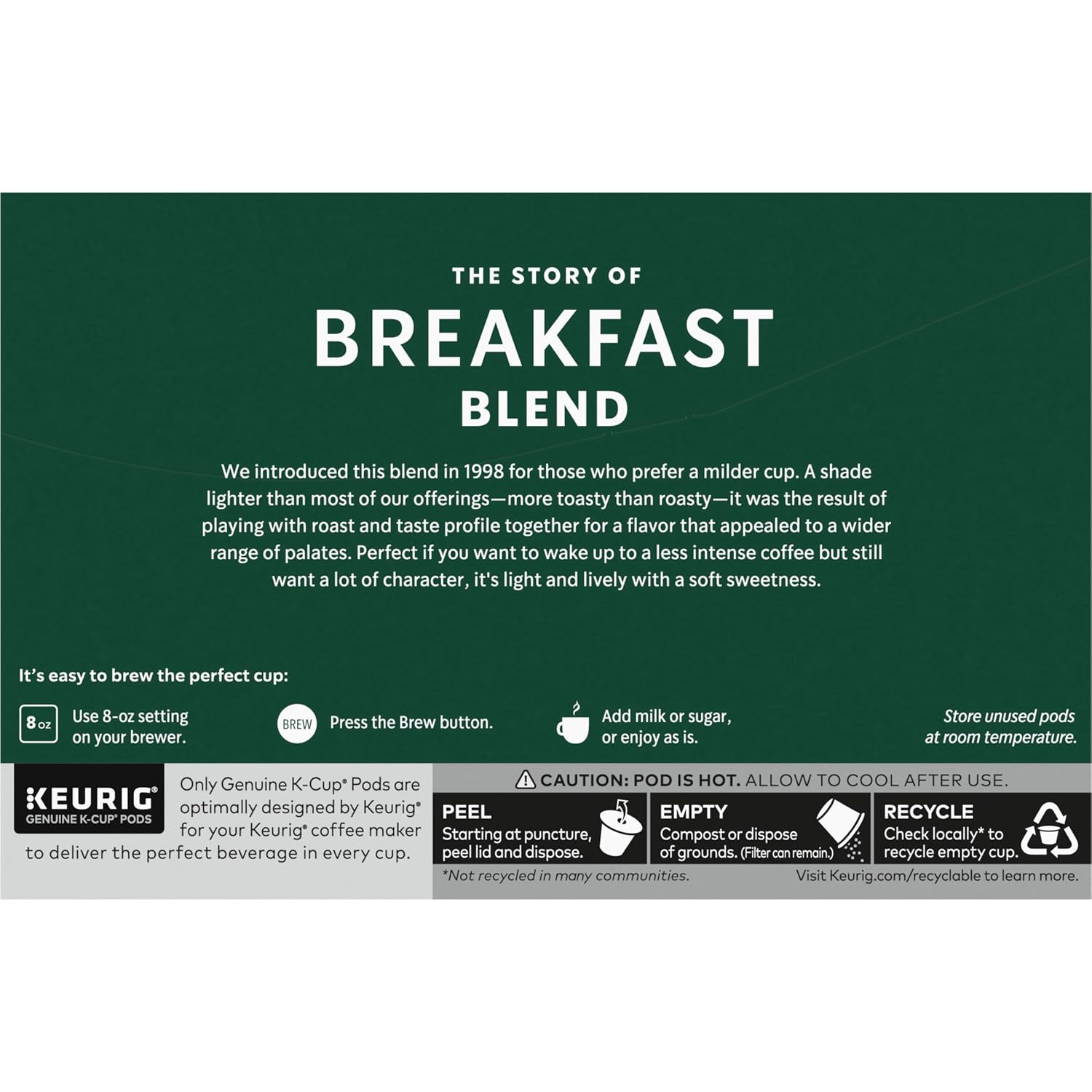 Starbucks K-Cup Coffee Pods, Medium Roast Hot or Iced Coffee, Breakfast Blend, 60 Keurig Pods - Image 9