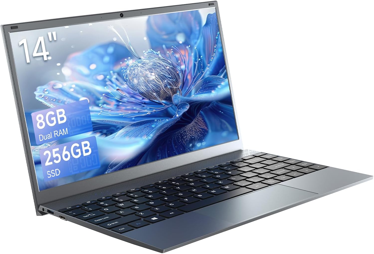 14 Inch Laptop Computer, 8GB RAM 256GB SSD, FHD IPS Display, J3710 Quad-Core Processor, Lightweight Portable Laptop with HDMI, USB 3.2, TF Card Slot, WiFi for Students, School & Home - Image 2
