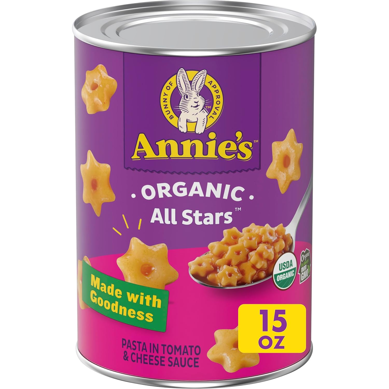 Annie's Organic All Stars, Canned Pasta in Tomato and Cheese Sauce, 15 oz - Image 2