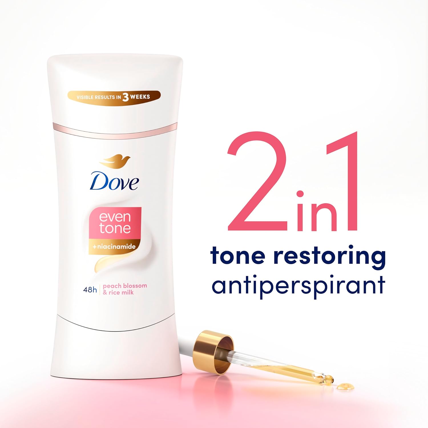 Dove Even Tone Antiperspirant Deodorant Stick Peach Blossom & Rice Milk 3 Count 2.6 oz - Image 4