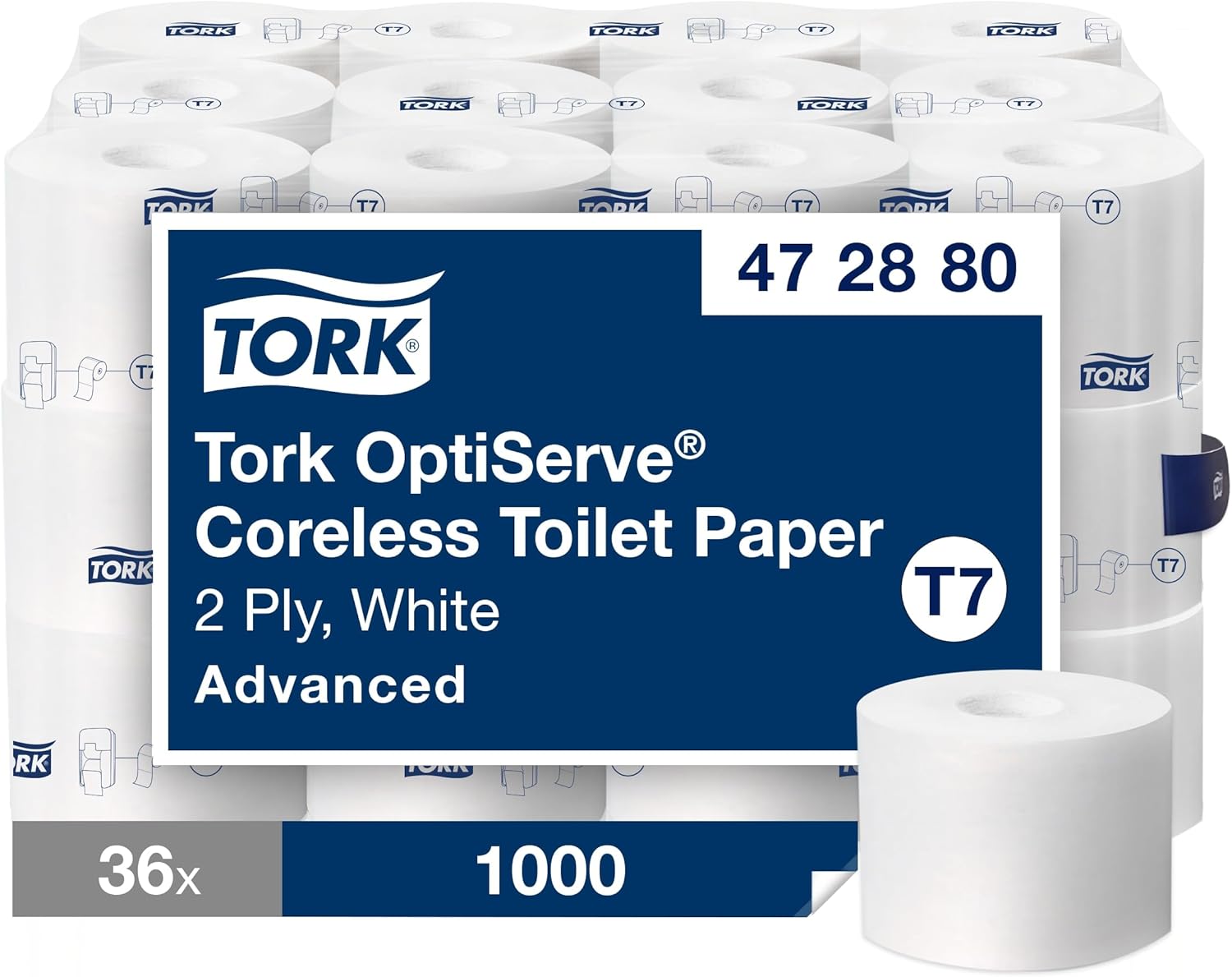 Tork Coreless High-Capacity Toilet Paper Roll White T7, Advanced, 2-Ply, 36 x 1000 sheets, 472880 - Image 3