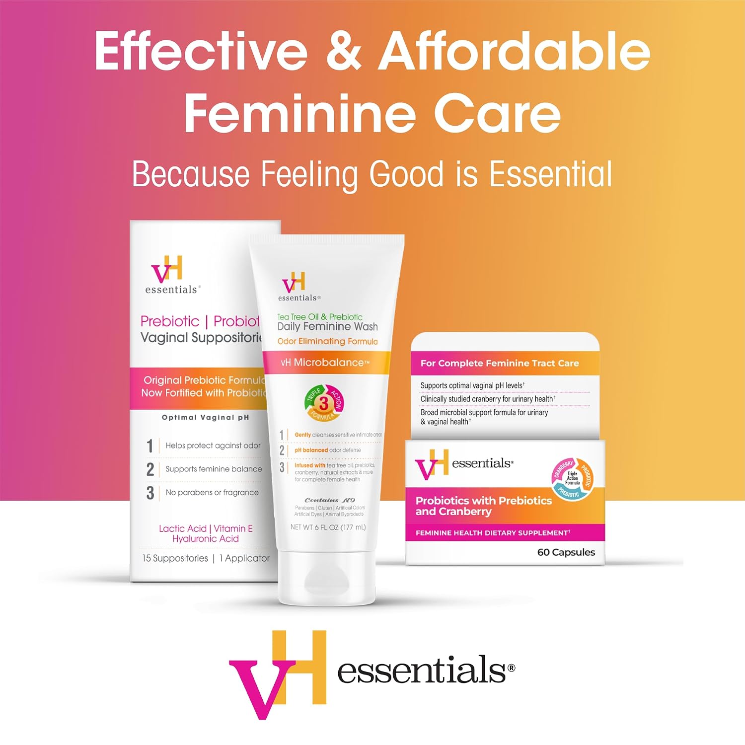 vH essentials Feminine Cleansing Wipes 32 ct. pH Balanced, Prebiotics, Tea Tree & Aloe, Soothing Witch Hazel, Odor-Blocking Formula, Vaginal and Perianal Care, Paraben, Alcohol, and Fragrance-Free - Image 7