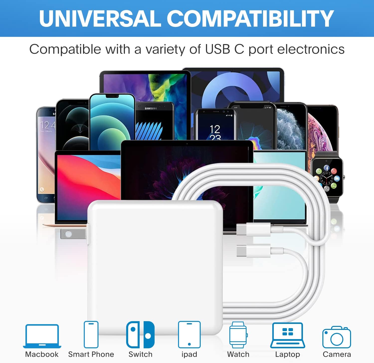 Mac Book Pro Charger - 118W USB C Charger Fast Charger Compatible with MacBook Pro/Air, M1 M2 M3 M4 M5, ipad Pro, Samsung Galaxy and More, Include Charge Cable - Image 5