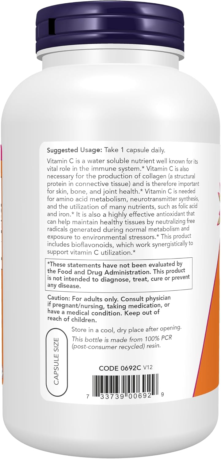 NOW Foods Supplements, Vitamin C-1,000 with 100 mg of Bioflavonoids, Antioxidant Protection*, 250 Veg Capsules - Image 4