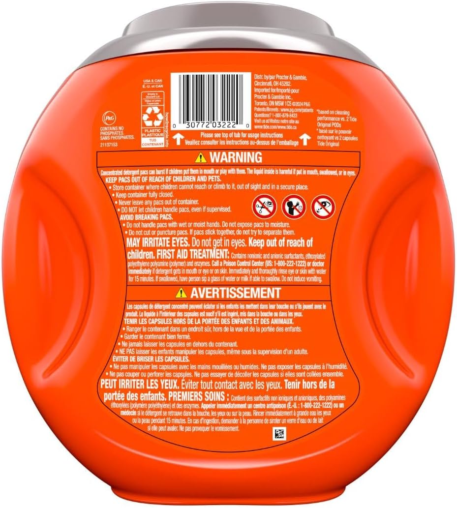 Tide Odor Defense + Oxi Laundry Detergent Pacs, Original Scent, 25 Count, Advanced Odor + Stain Fighter, laudry soap washing detergent pacs - Image 12