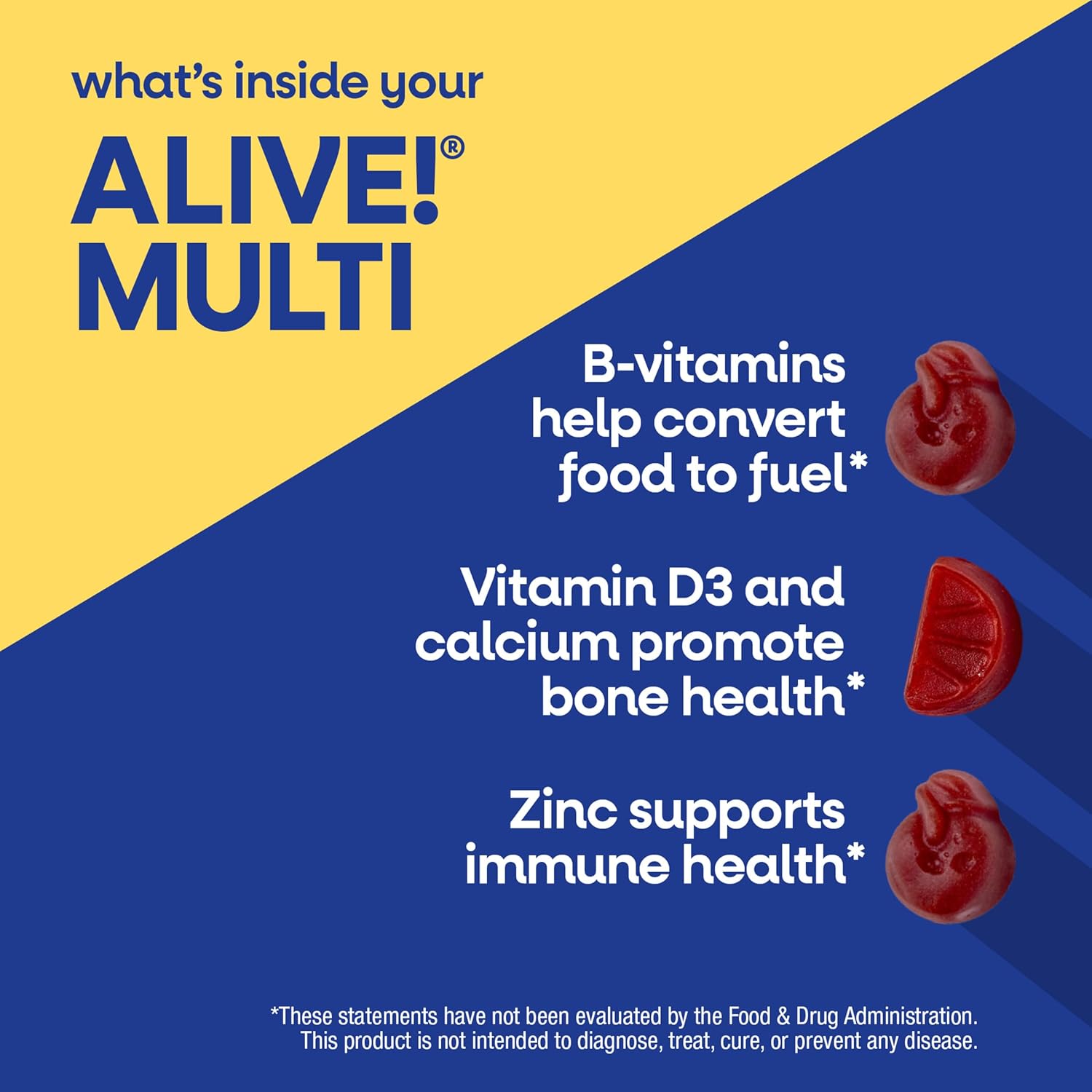 Nature's Way Alive! Men’s Multivitamin Gummies, Daily Gummy Vitamin for Men, Supports Cellular Energy Metabolism, Immune Health, Muscle Function*, with Vitamins A, C, D3, Zinc, Vegetarian, 150 Count - Image 4