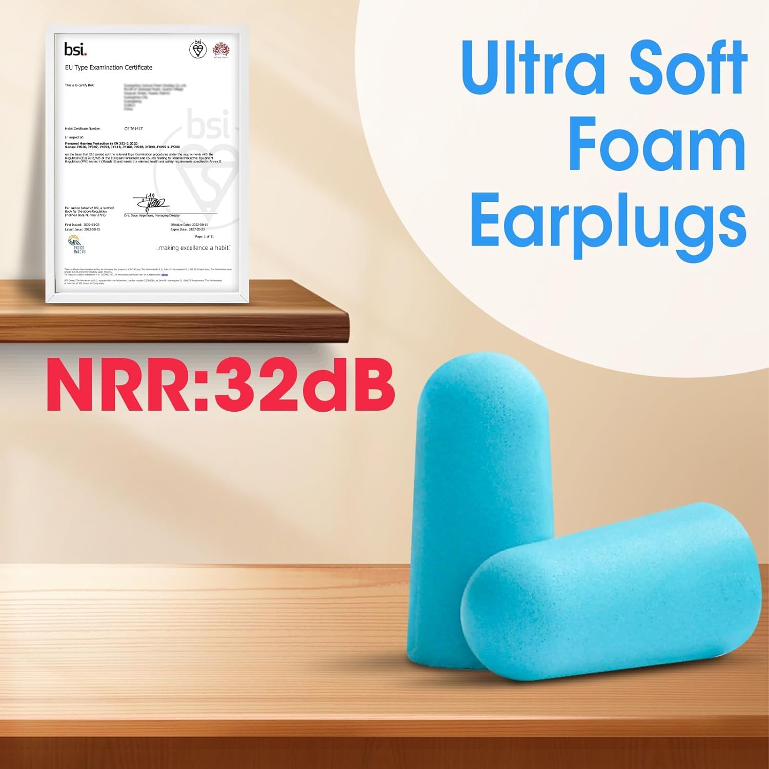 AZEN 100 Pairs Ear Plugs Bulk, NRR 32dB Soft Foam Ear Plugs for Sleeping Noise Cancelling, Earplugs for Concerts Shooting Swimming Noise Reduction (Lake Blue) - Image 8