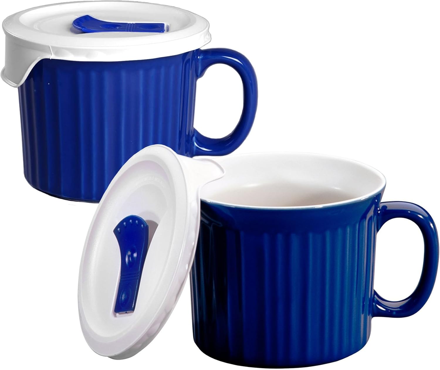 Corningware Pop-Ins 20-OzMug w/Blue Vented Plastic Cover, Blueberry (Pack of 2) - Image 2