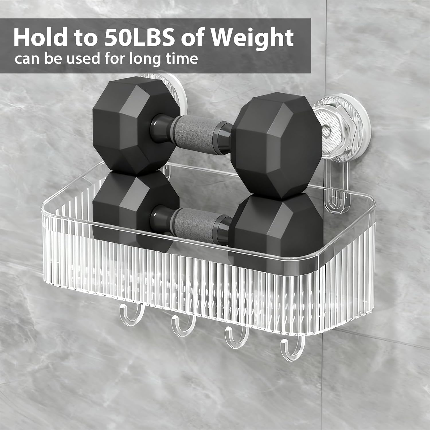 3 Pack Suction Cup Shower Caddy, Clear Shower Shelves No Drilling with Movable Hooks & Toothbrush Holder, Wall Storage Shelves for Bathroom, Kitchen - Image 8