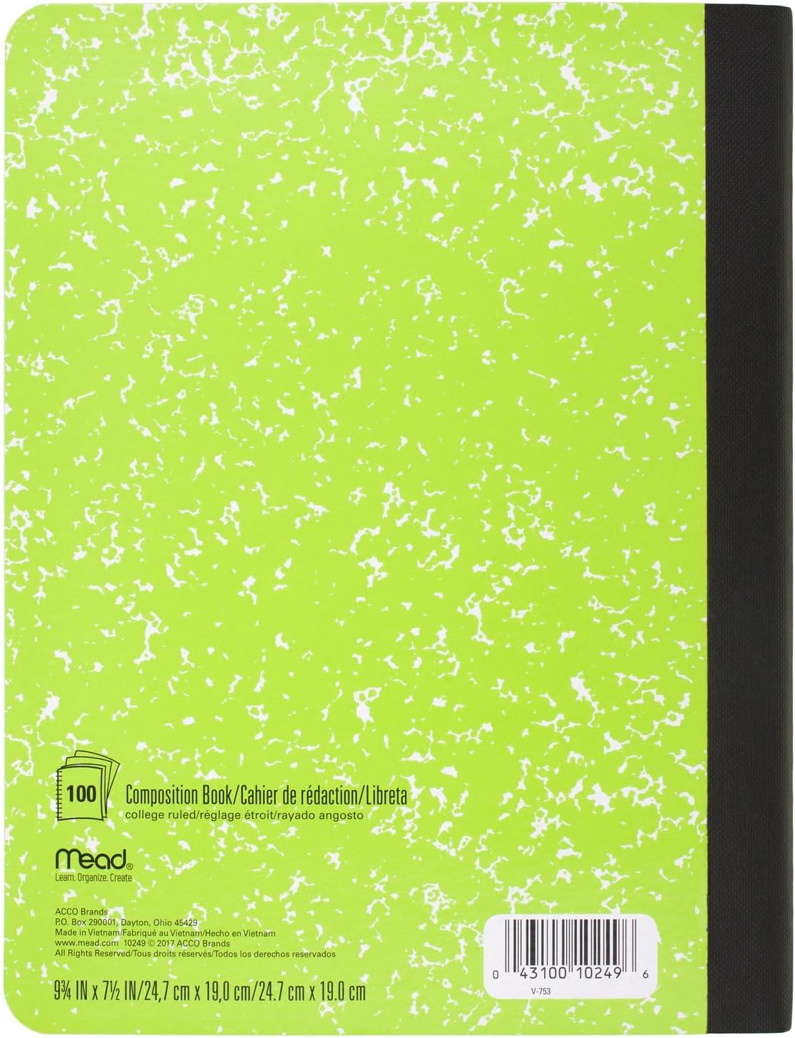 Mead Composition Notebook, College Ruled 7.5" x 9.75" Paper, 100 Sheets, Assorted Colors, 6 Pack (850106-ECM) - Image 6