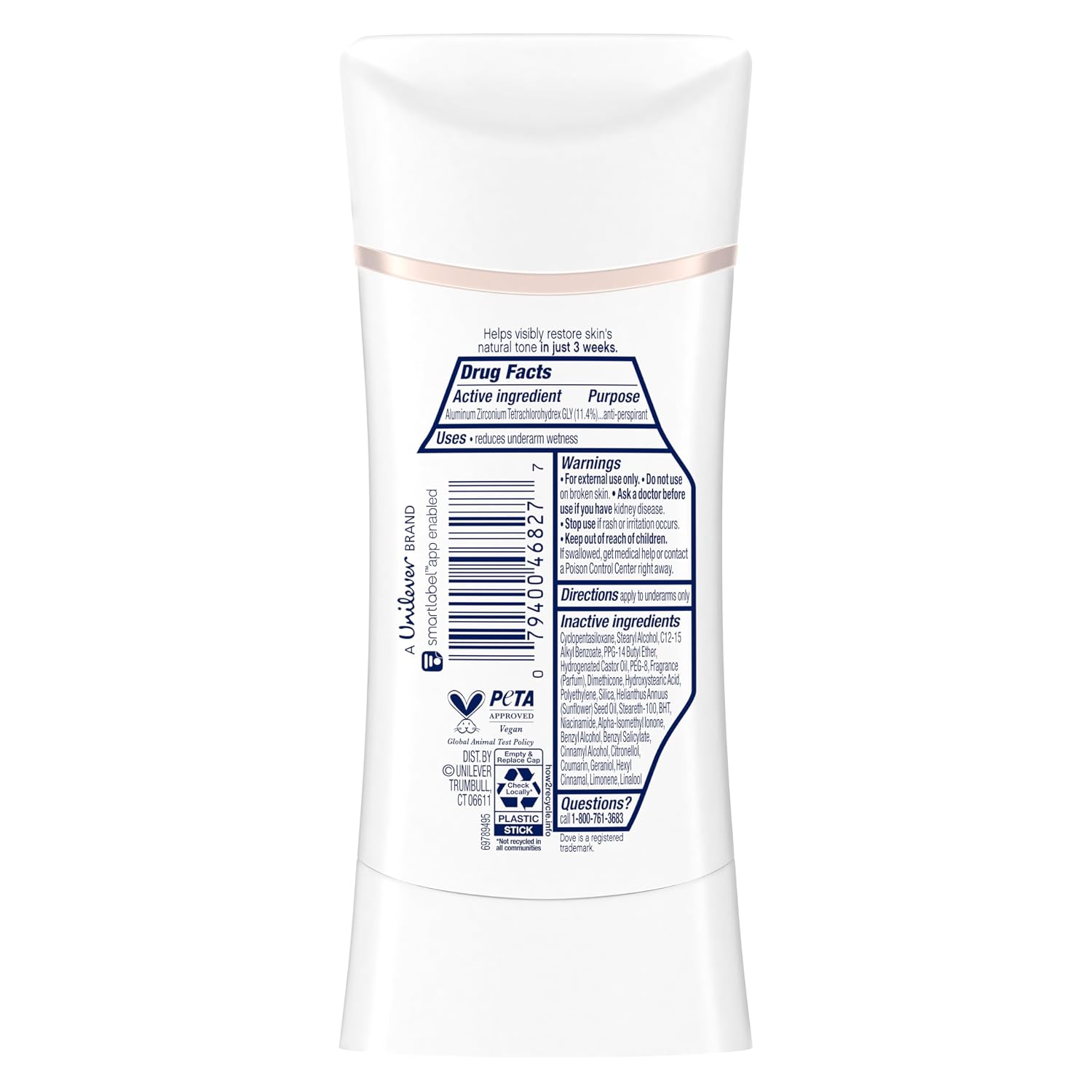 Dove Even Tone Antiperspirant Deodorant Stick Peach Blossom & Rice Milk 3 Count 2.6 oz - Image 3