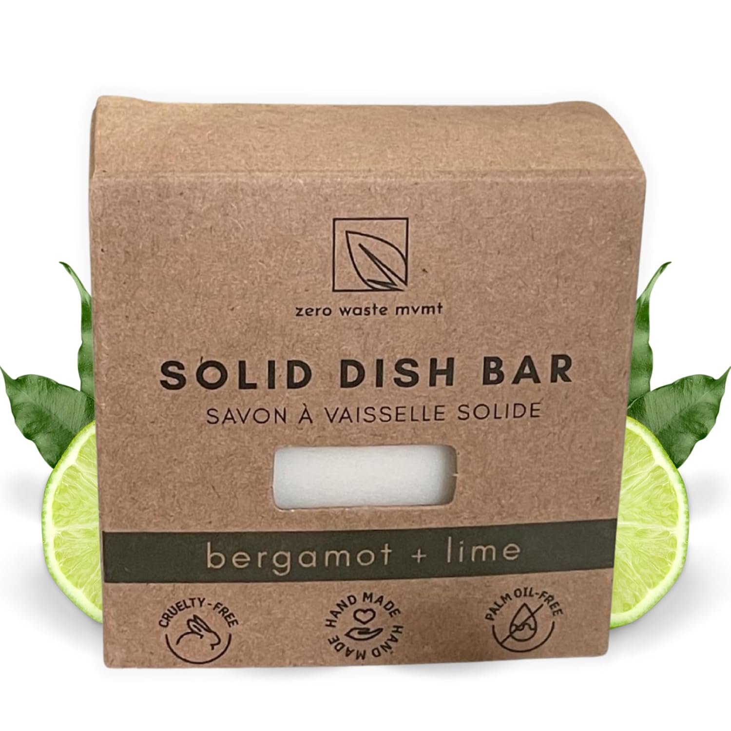 Solid Dish Soap Bar | Bergamot + Lime | Natural, Zero Waste Soap | Plastic-Free Dish Soap Block | USDA Certified Organic Ingredients | Vegan-Friendly Dish Soap, 5.5 oz. - Image 2
