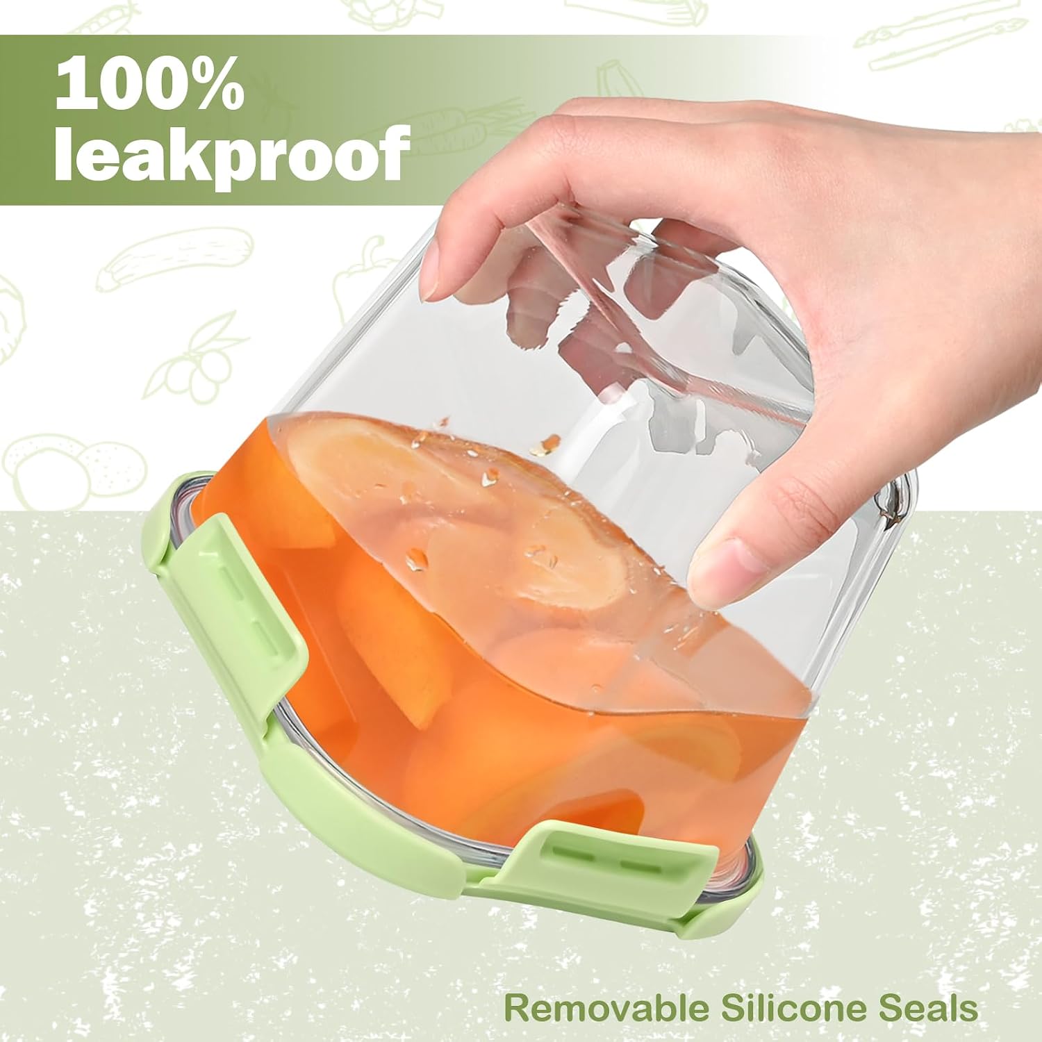 Glass Soup Containers with Lids - 4 Cup Borosilicate Glass Storage Containers, Freezer to Microwave Safe, Airtight Leak Proof, 32oz Square Soup Meal Prep Containers for Lunch Travel- 4 Pack - Image 5