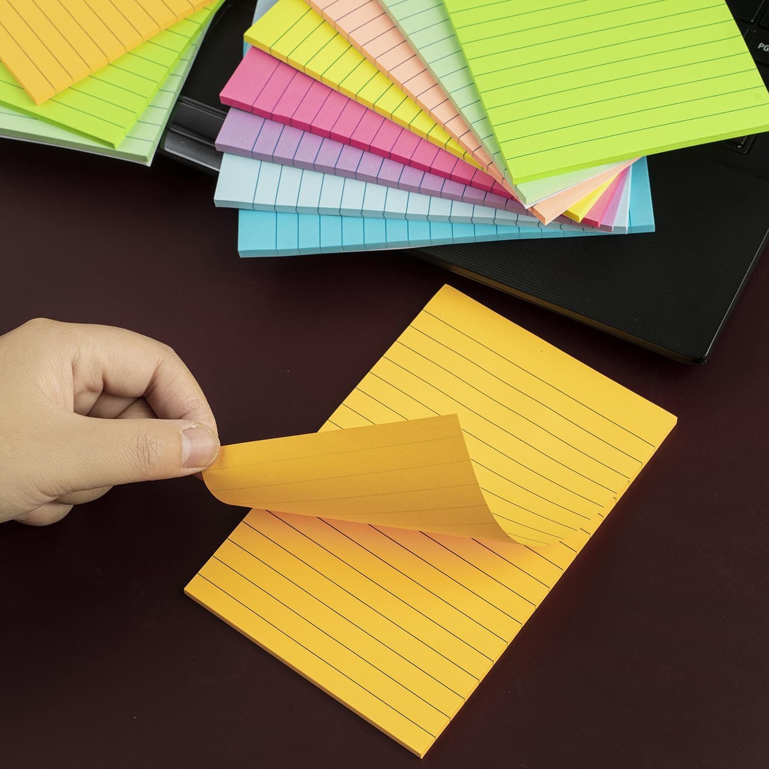 (18 Pack) Lined Sticky Notes 4x6 in,Large Notepads with Lines,Ruled Stickies Super Sticking Power,Office School Memo Note Pads Bright Colors,Post on Windows Doors,Recyclable,Easy to Write on - Image 10
