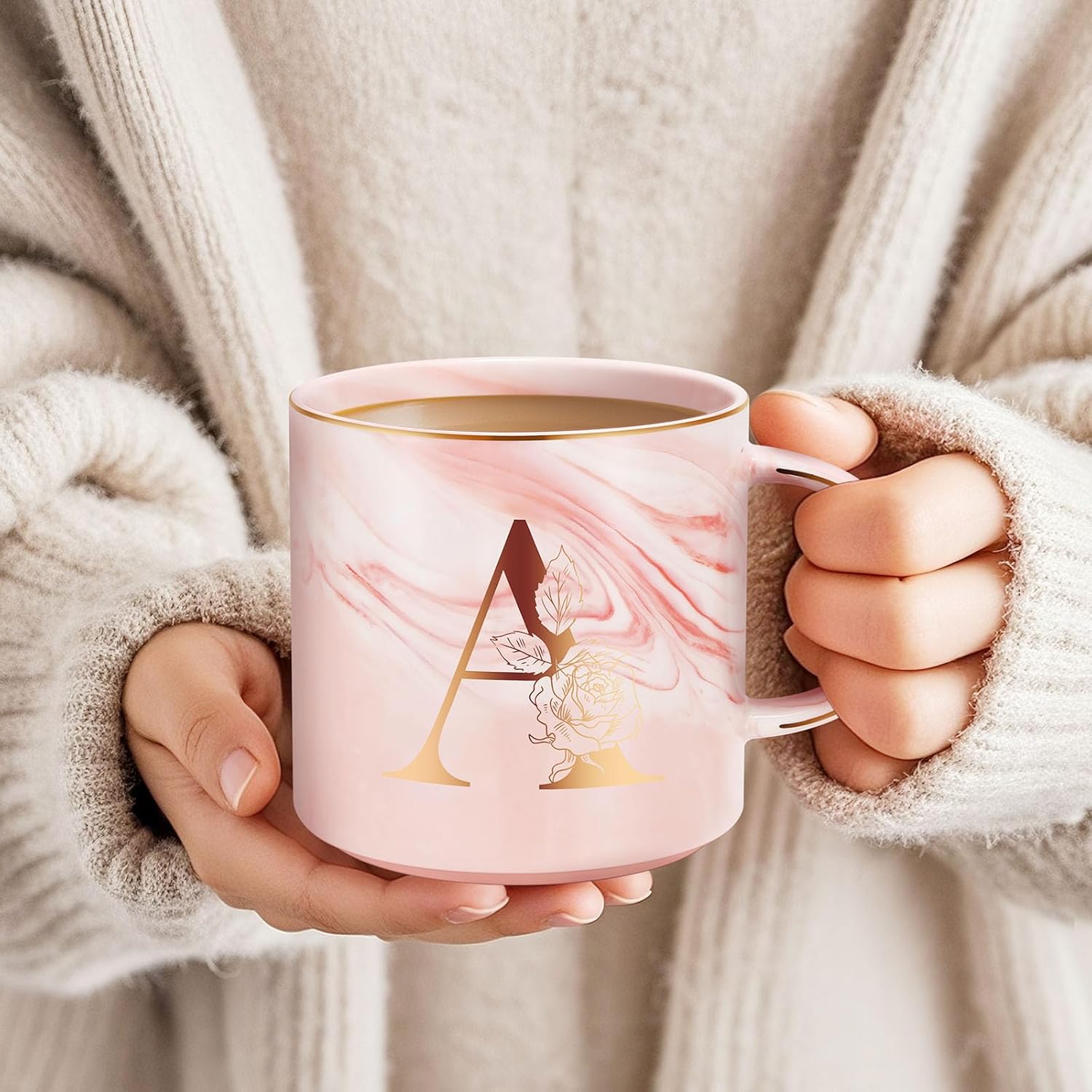 Uwingess Birthday Gifts for Women, Initial Mug with Gift Box, Personalized Monogram Letter Coffee Mug for Mom Friend Sister Teacher Coworker - Image 3