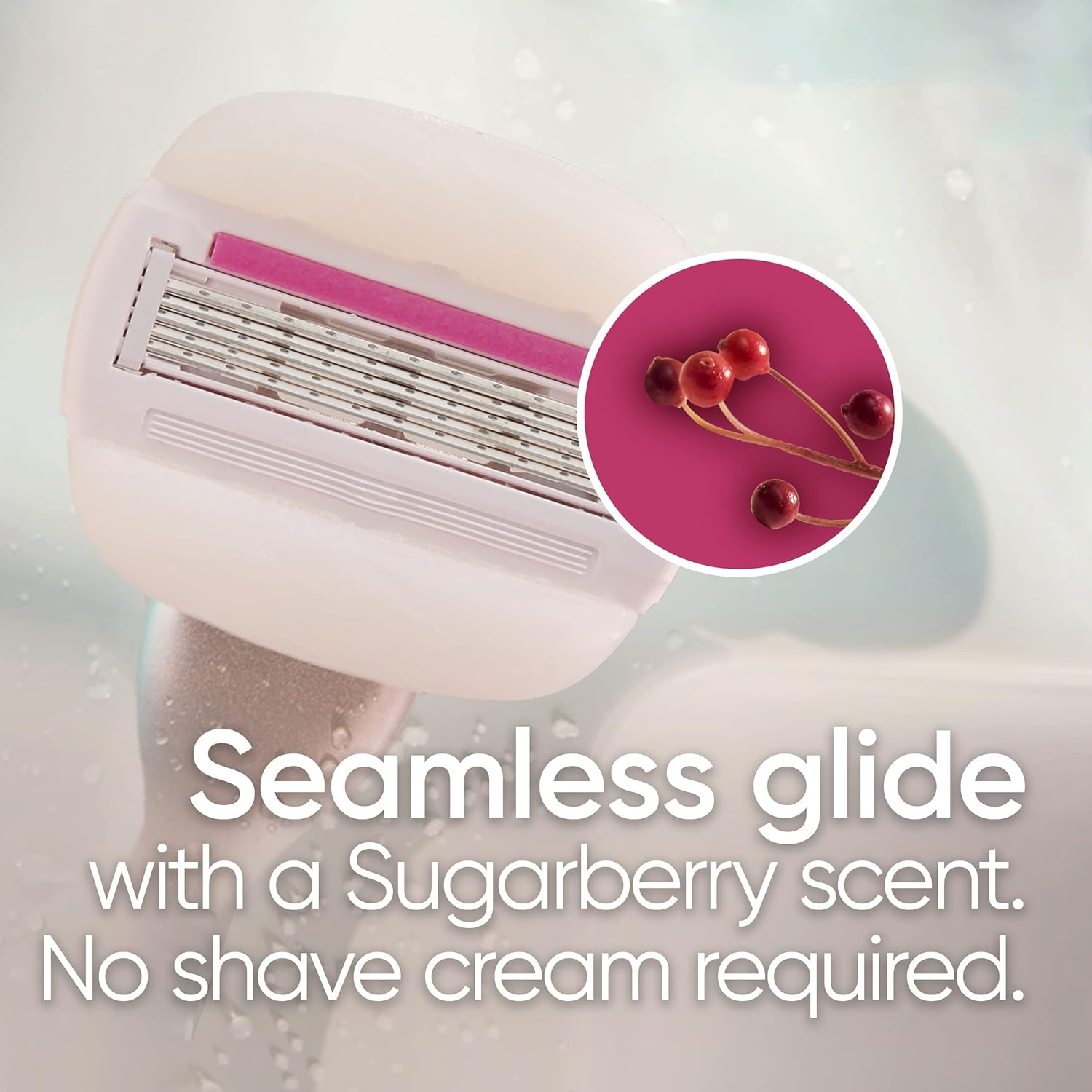 Gillette Venus Razor for Women, ComfortGlide plus Olay Sugarberry, Rose Gold Metal Handle + 4 Blade Refills, 5-Blade Razor Cartridges, Moisture Bars - Image 8
