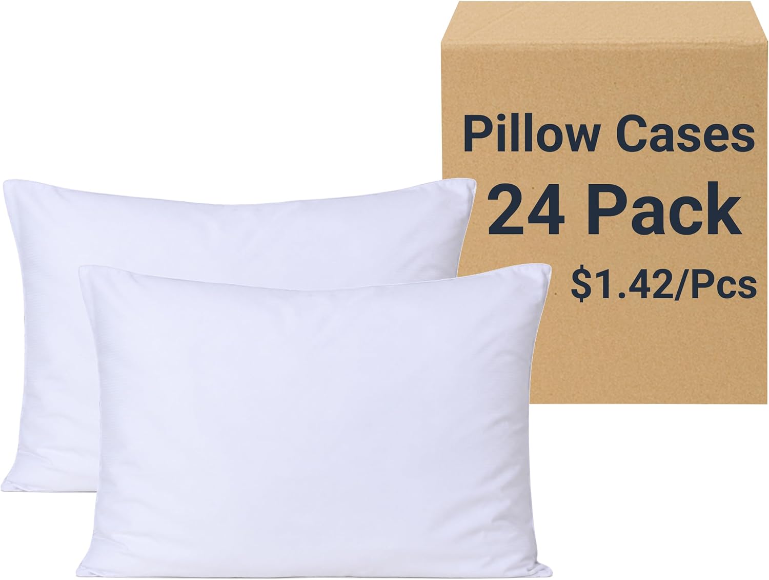 ZPECC White Pillow Cases Bulk 24 Pack - Standard Pillowcases with Envelope Closure, Soft Brushed Microfiber Pillow Cover for Hotel Airb&bs Hospital Bedding Essential