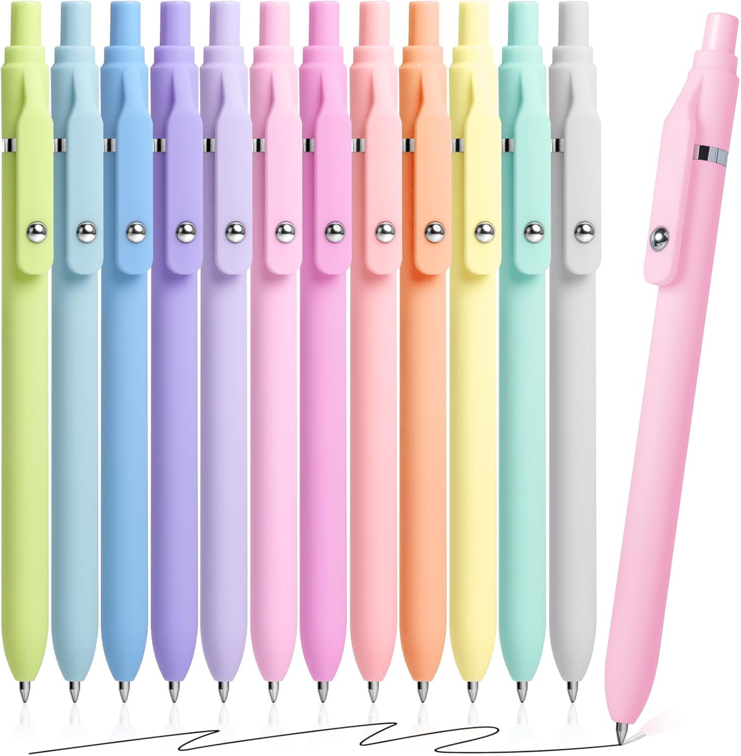 Fenmay Gel Pens, 12 Pcs Black Ink Pens 0.7mm Medium Point| Quick Dry No Smudge, Smooth Writing, Retractable Cute Aesthetic Pens for Journaling Note Taking School Office Supplies - Image 9