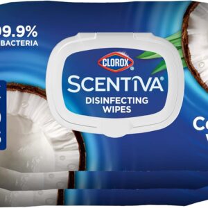 Clorox Scentiva Disinfecting Wipes, Coconut and Waterlily, 75 Count, Pack of 3 (Package May Vary)