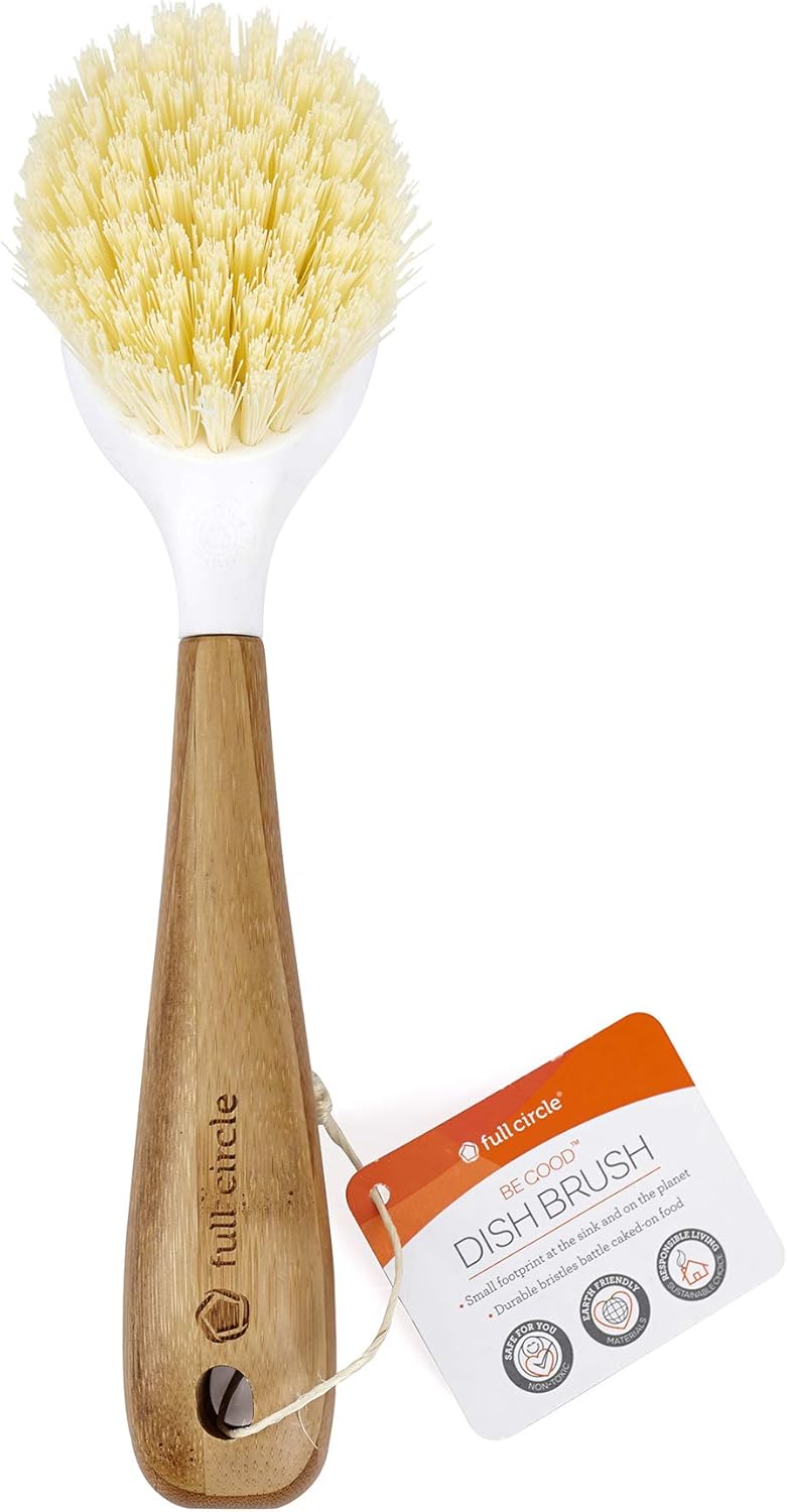 Full Circle Daily Dish Brush-Bamboo Handle Dish Brush–Sustainable Kitchen Cleaning with Tough Bristles-Natural Dish Scrubber,Nonstick & Cast Iron Cleaner-Long Handle Brush for Dishes,Pots,and Pans - Image 6
