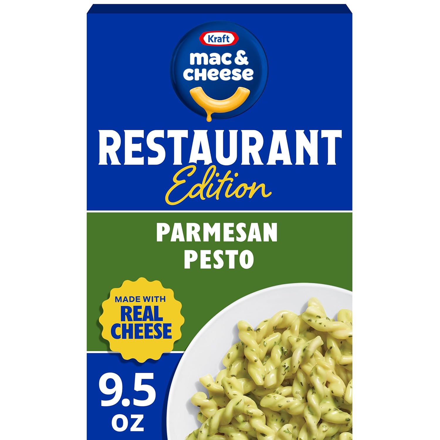Kraft Mac and Cheese Restaurant Edition Macaroni and Cheese, 1 Box, for Easy Mealtime Solutions, Parmesan Pesto Flavored, Made with Real Cheese, No Artificial Flavors, Preservatives or Dyes, 9.5 oz - Image 2