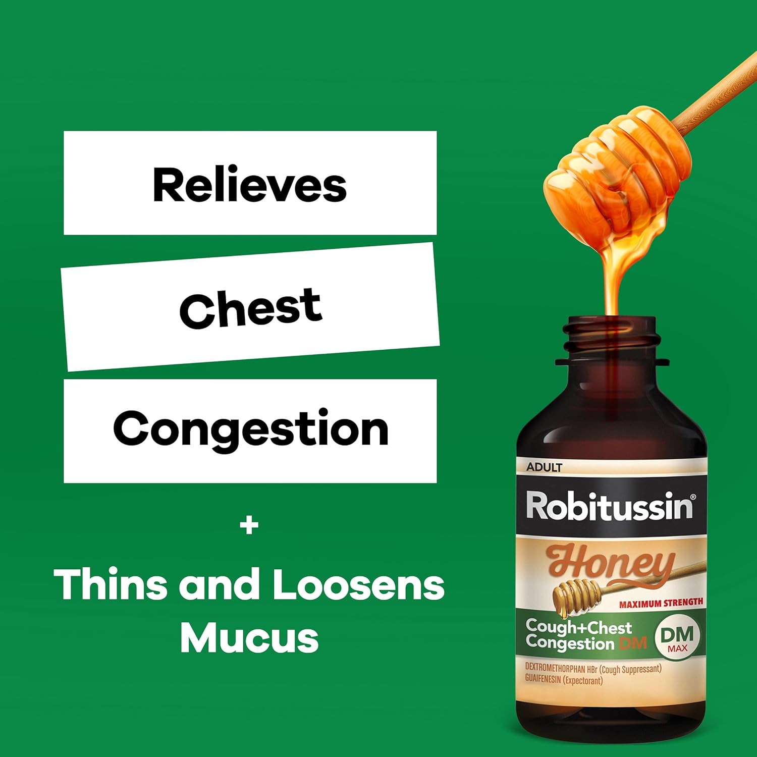 Robitussin Honey DM Max Cough Plus Chest Congestion, Adult Formula - 8 Fl Oz. - Image 6