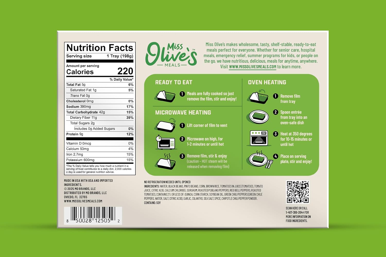 Miss Olive’s Vegetarian Pack – Shelf-Stable Microwavable Ready Meals (6 Pack) – Cheese Ravioli, Southwest Bean & Grain & Pasta Fagioli – Fully Cooked Heat & Eat Meals - Image 3