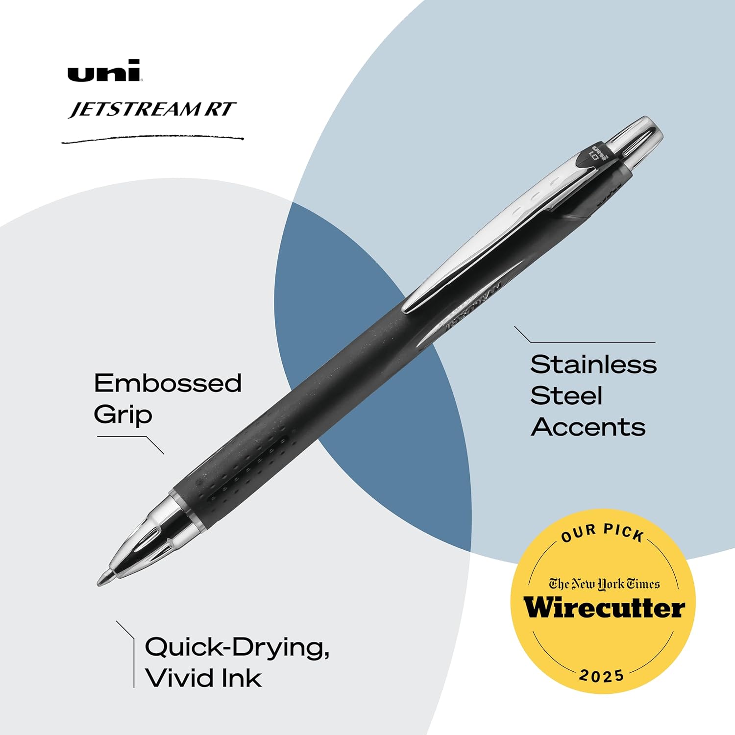 Uni-Ball Jetstream RT Pens - NY Times Wirecutter Best Pen for Over a Decade - Pack of 3 Black Fine Point Pens, 0.7mm - Back to School Pens, Ballpoint Pens - Image 4