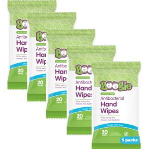 Boogie Antibacterial Hand Wipes – 100 Count – Hypoallergenic & Alcohol-Free – Travel and Diaper Bag Essential