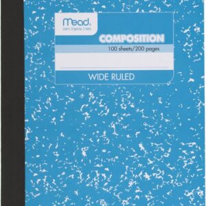 Mead Composition Notebook, Wide Ruled Paper, 7-1/2″ x 9-3/4″, 100 Sheets, Blue Marble (09918AY7)