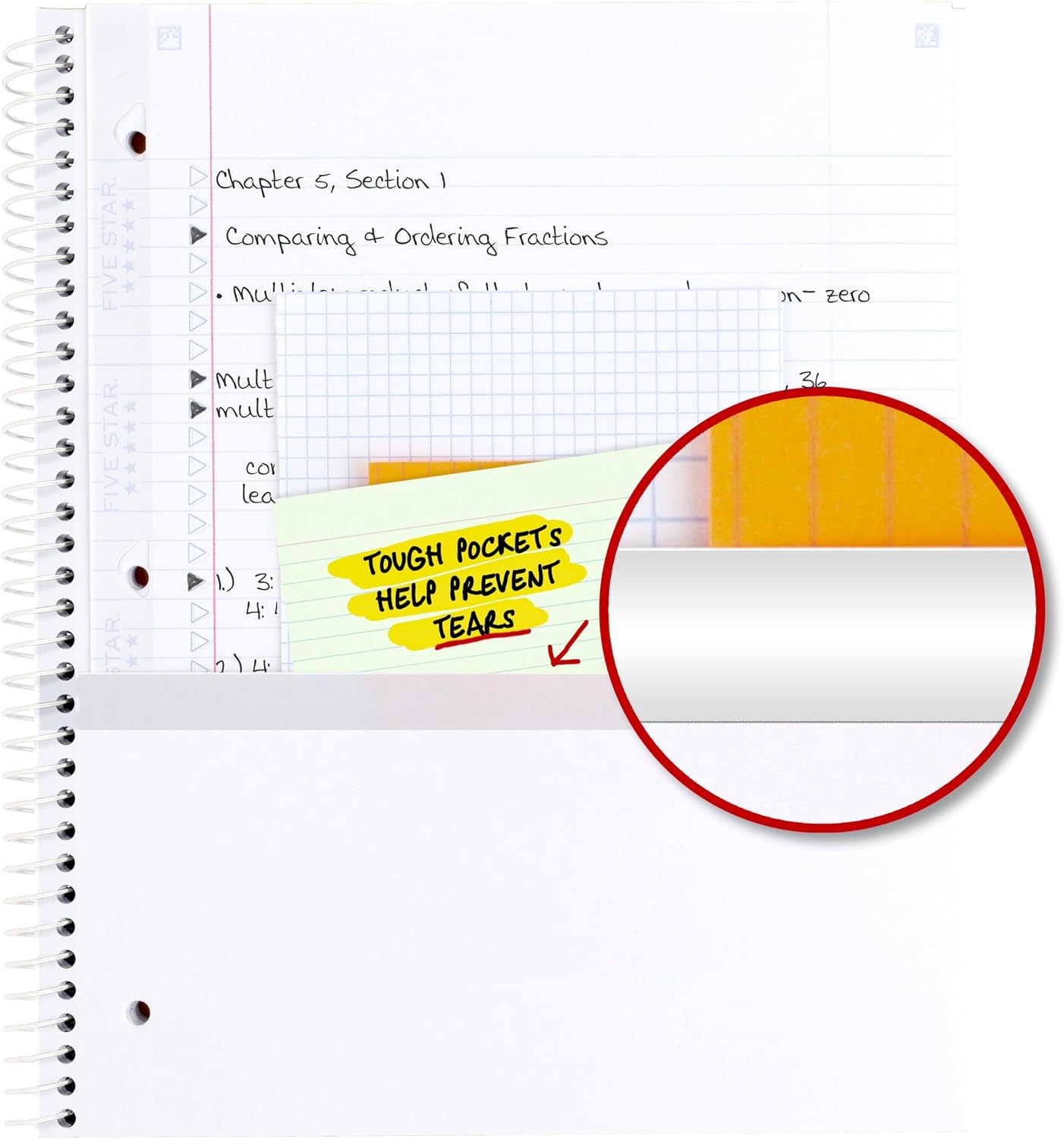 Five Star Spiral Notebook + Study App, 1 Subject, College Ruled Paper, 8-1/2" x 11", 80 Sheets, Fights Ink Bleed, Water Resistant Cover, Soft Petals Blue (820441F-ECM) - Image 5