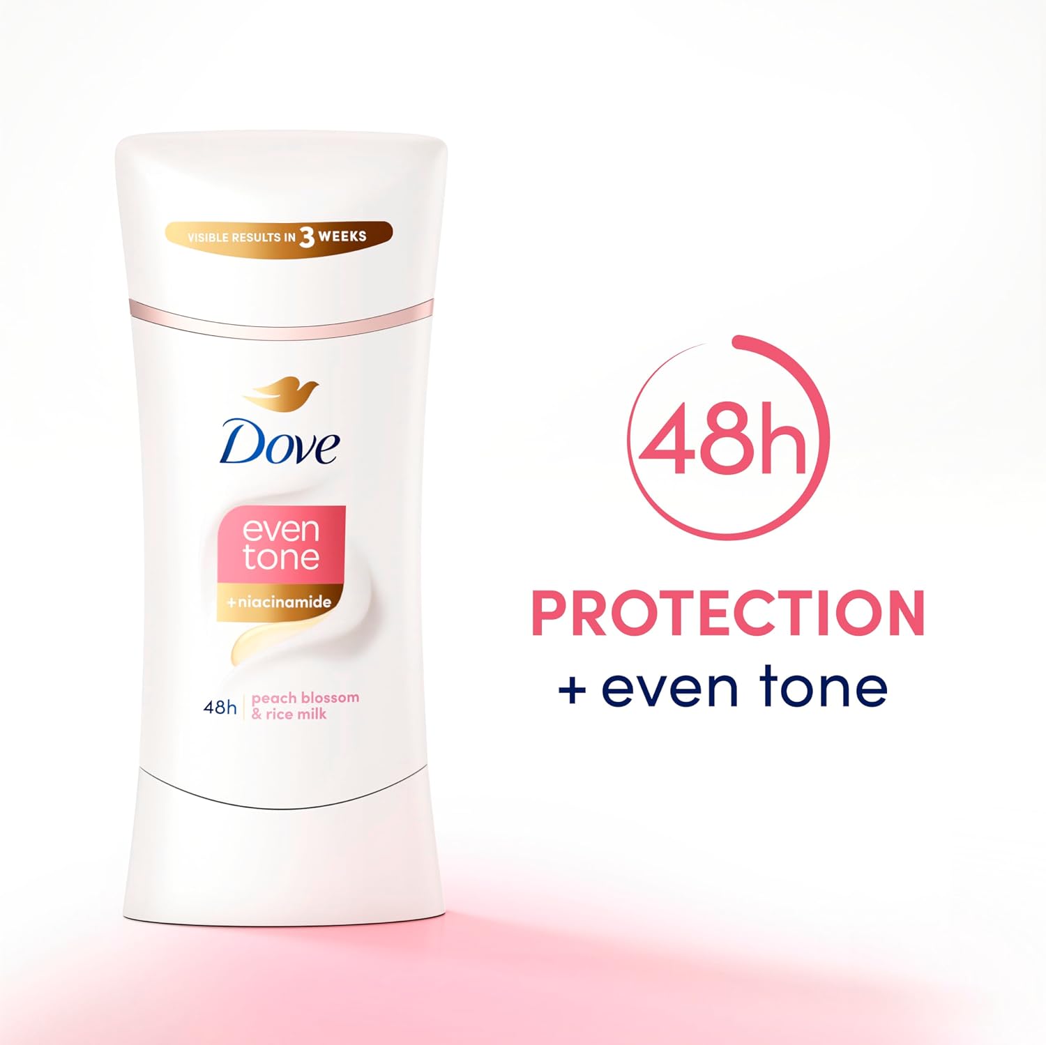 Dove Even Tone Antiperspirant Deodorant Stick Peach Blossom & Rice Milk 3 Count 2.6 oz - Image 6