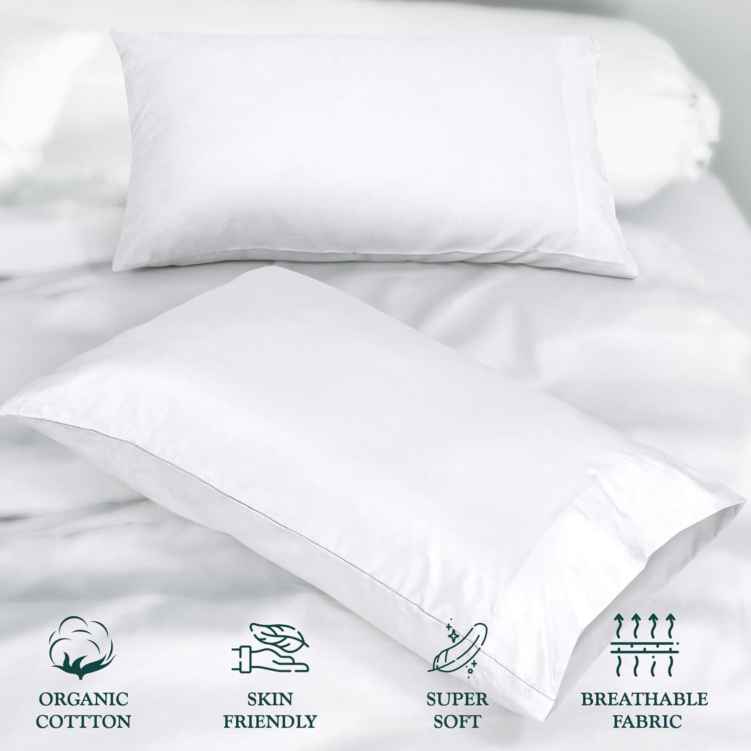 Royale Linens White Cotton Pillow Cases King Size Set of 12 - Bed Pillow Covers - 100% Cotton Pillowcases - Soft & Cooling - Envelope Closure - Hotel Quality Bulk Pillowcases 20" x 40" - Image 7