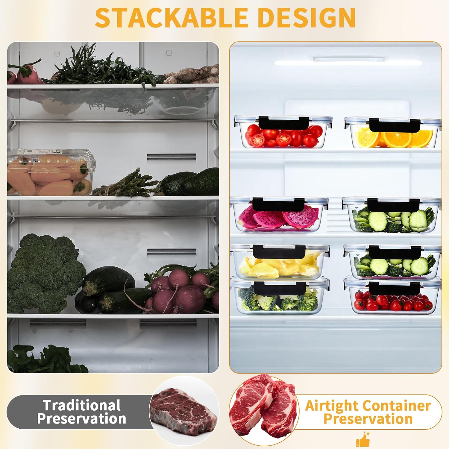 6 Pack Glass Food Storage Containers with Lids, 36 OZ Meal Prep Containers for Lunch, 4.5 Cup Airtight Glass Lunch Containers Set, Microwave, Oven, Freezer & Dishwasher Safe, BPA-Free - Image 7