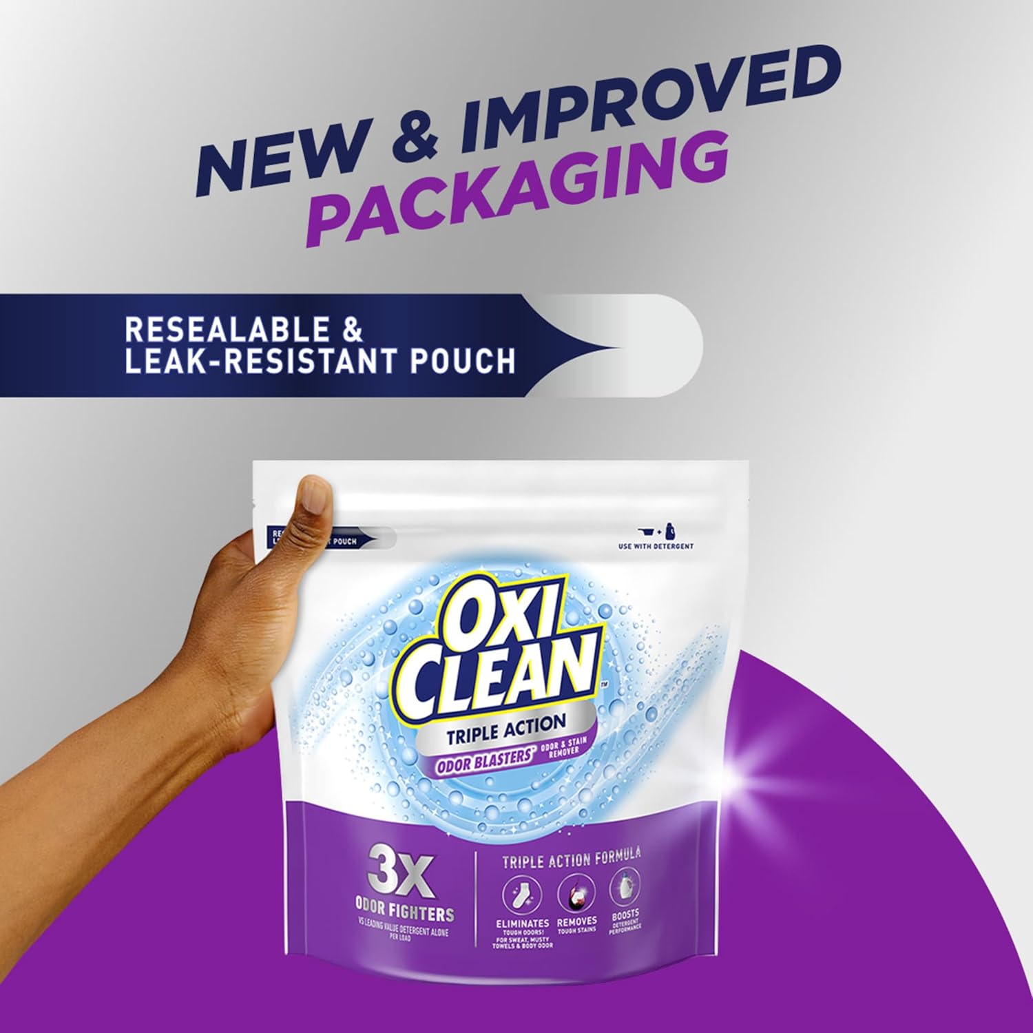 OxiClean Triple Action Odor and Stain Remover Powder, Use with Detergent, Eliminates Tough Odors and Removes Stains, Color Safe and Chlorine Free, 4 lbs - Image 8