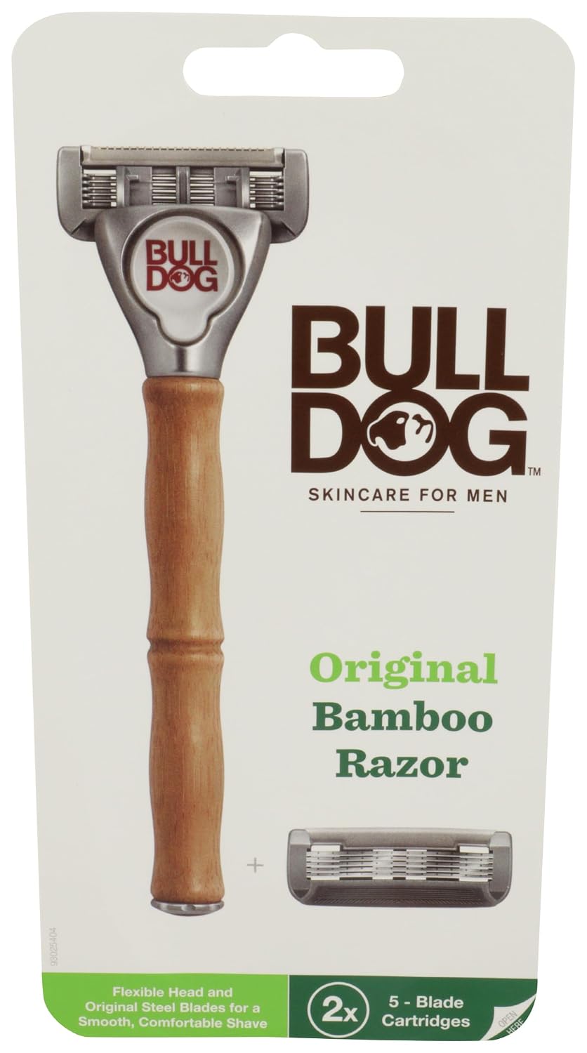Bulldog Mens Skincare and Grooming Original Bamboo Razors for Men with a Natural Bamboo Razor Handle and 2 Razor Refills - Image 2