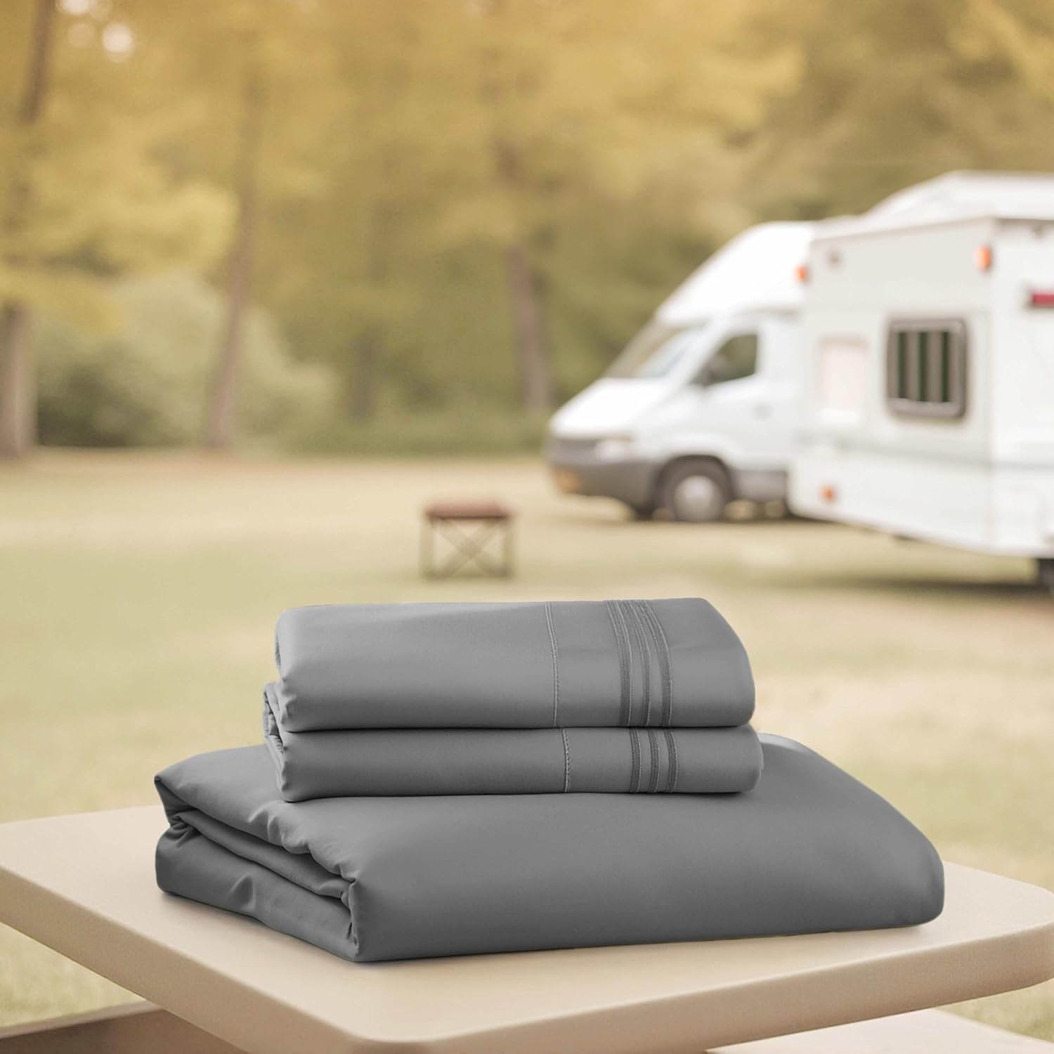 Hearth & Harbor Short Queen Sheets for RV, Dark Grey RV Queen Sheets, Silky Soft 1800 Microfiber Bed Sheet for Camper, 4 Piece RV Bedding with Pillowcases - Image 5