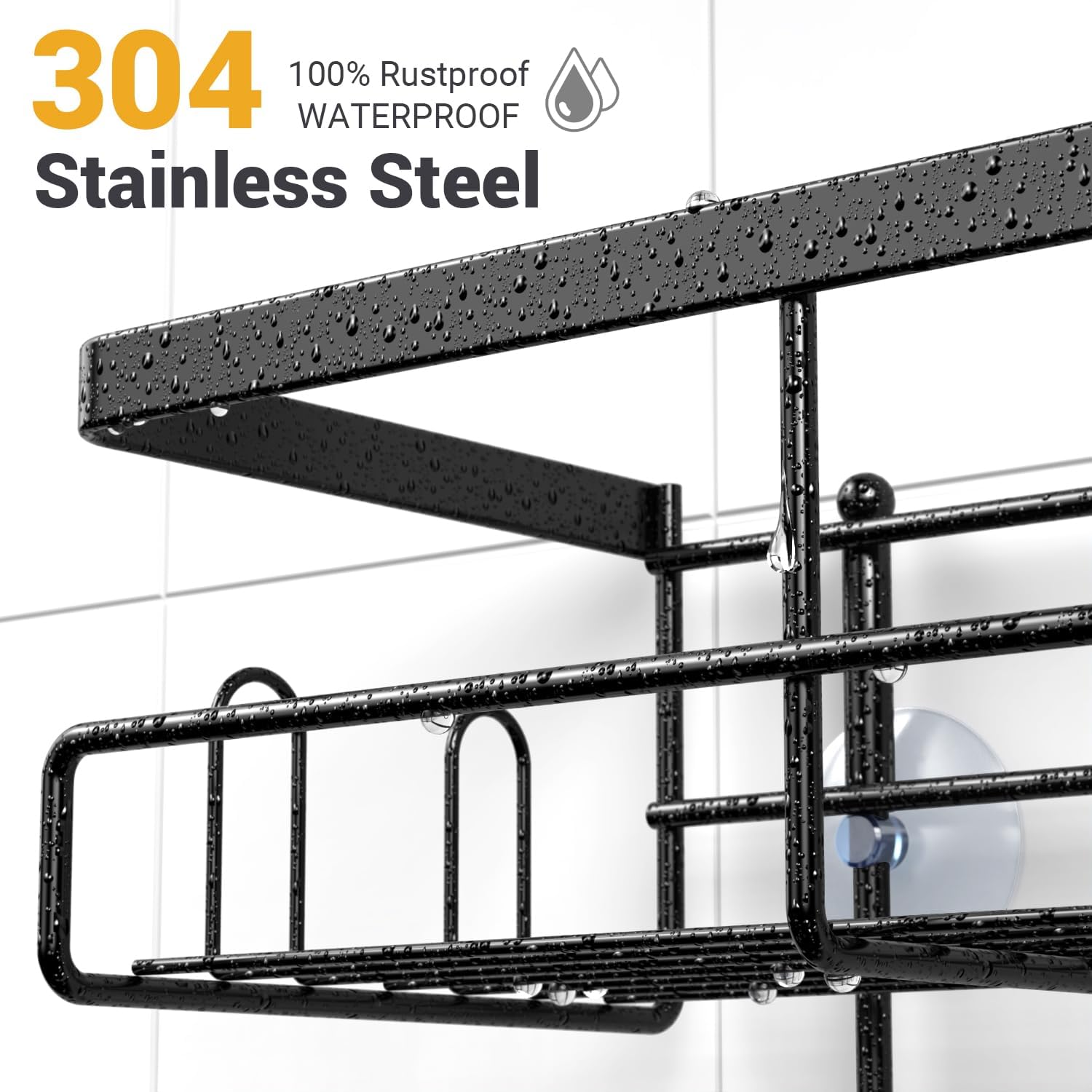 AKTECKE Shower Caddy Hanging Bathroom Organizer: Rustproof Shelf for Inside Shower - No Drilling Racks Over Showerhead - Bath Shelves for Shampoo Soap - Image 3