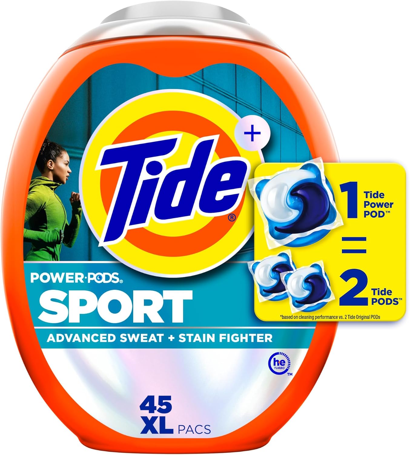 Tide Power Pods Sport Laundry Detergent Pacs, 45 Count, Advanced Sweat + Stain Fighter - Image 2