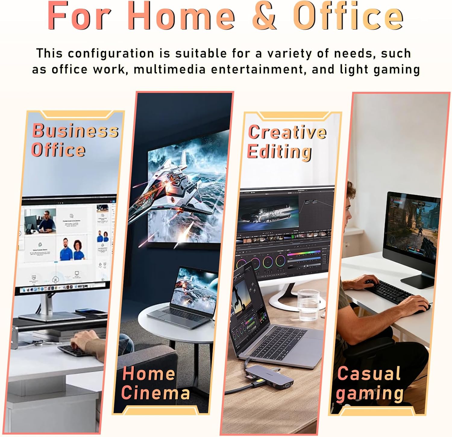 suevery Pre Built Gaming PC | M.2 NVMe 512G SSD | Radeon 4G Graphics Card | DDR4 16G RAM | AMD Ryzen5 6Cores 3.6G Up to 4.1G | Wi-Fi6 White Tower Gamer Desk top Computer - Image 5