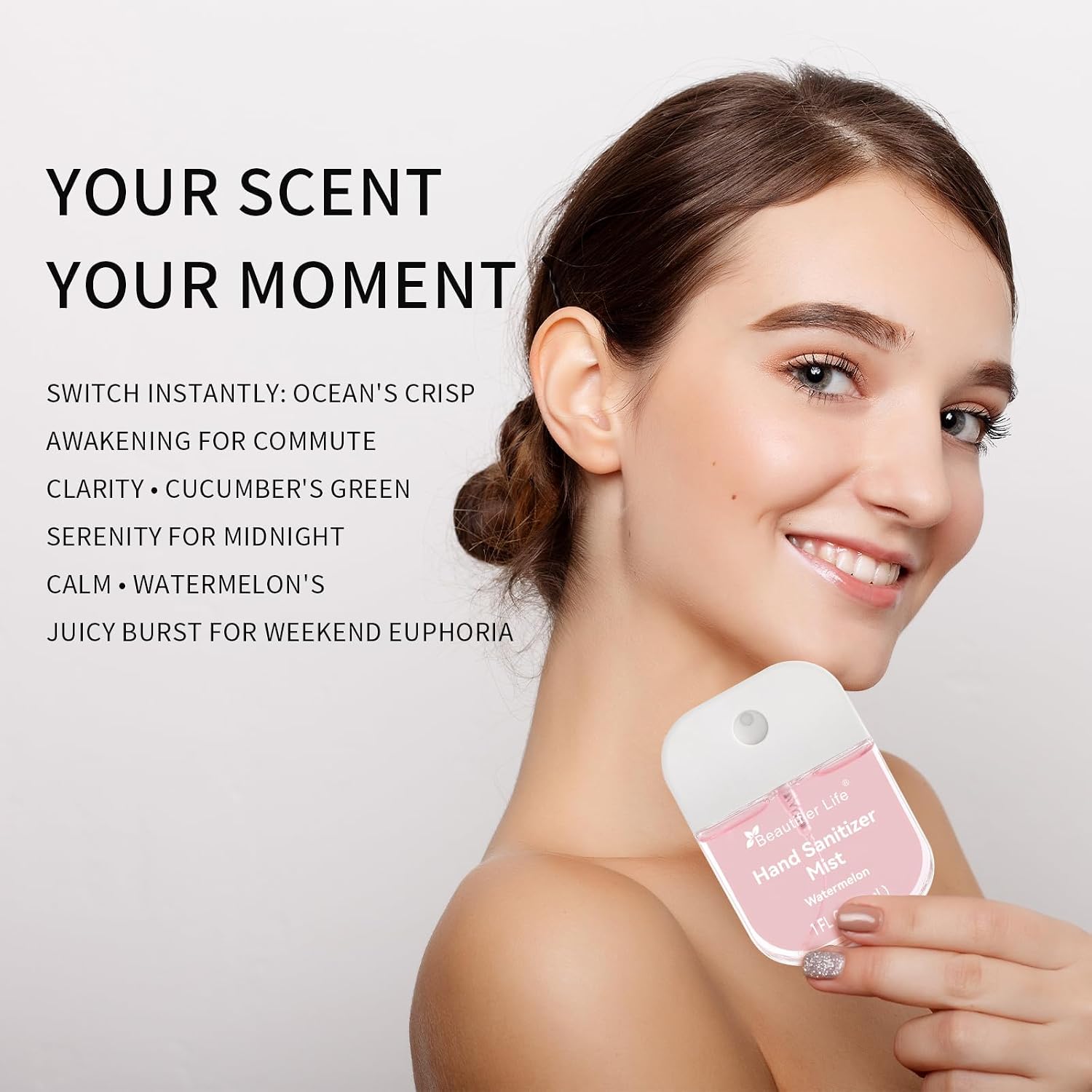 Beautifier Life Mini Portable Hand Sanitizer Spray (3-Pack) - Pocket-Sized 1 Fl Oz Travel, Ultra-Soothing 70% Alcohol Formula, Power Mist, No-Rinse Fast-Dry - Ocean Watermelon Cucumber - Image 10