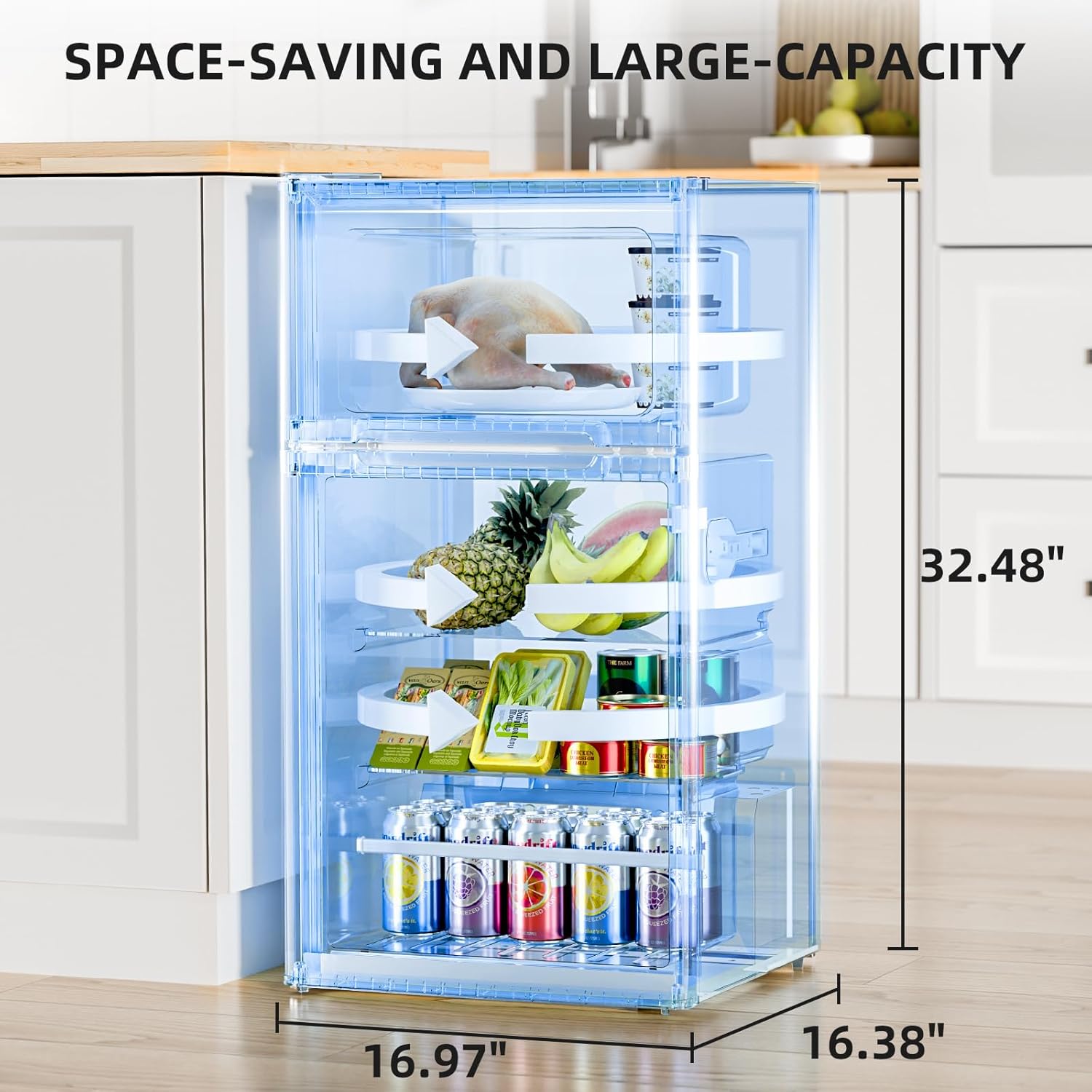 Antarctic Star Mini Fridge with Freezer, Double Door Compact Refrigerator, Adjustable Thermostat, Small Fridge for Bedroom Office Dorm Apartment, 2.45 Cu.Ft, White - Image 5